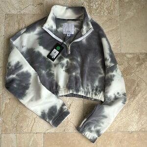 Refuge Athletics 3/4 zip cropped zip-up sweatshirt tie dye NWT - multiple sizes